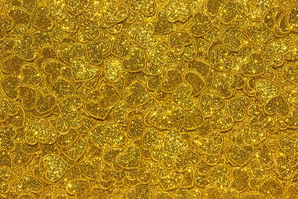 Goldener Glänzender Hintergrund Mit Herzen Luxus Valentinstag Der Liebe Konzept — Stockfoto