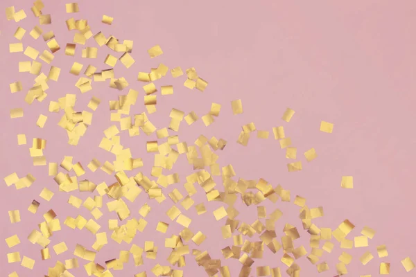 Růžové pozadí se zlatými jiskry ve formě obdélníků čtverců. — Stock fotografie