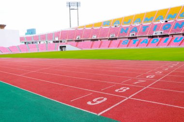 Bangkok, Tayland-Ağustos 4,2017: Rajamangala Ulusal Stadyumu Hua Mak spor kompleksi, bir parçası olan Tayland Ulusal Stadyumu ve stadyumda Tayland Millî Futbol Takımı.