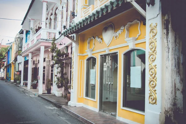 Antiguo Edificio Estilo Portugués Sino Tailandia Con Filtro Estilo Vintage — Foto de Stock