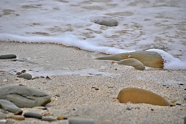 Dia Inverno Longo Costa Com Uma Praia Pedra — Fotografia de Stock