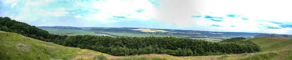 Panorama of the river bank in summer — Stock Photo, Image