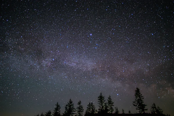 Via Láctea no céu estrelado nas montanhas — Fotografia de Stock