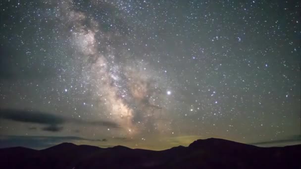 Time Lapse Milky Way Carpathian Mountains — Stock Video