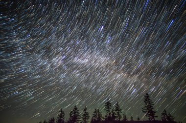 Gece gökyüzündeki yıldızların izleri