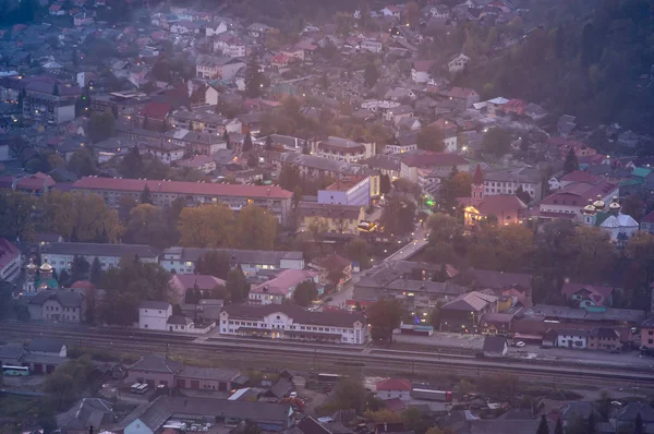 Vista aérea nocturna de la ciudad — Foto de Stock