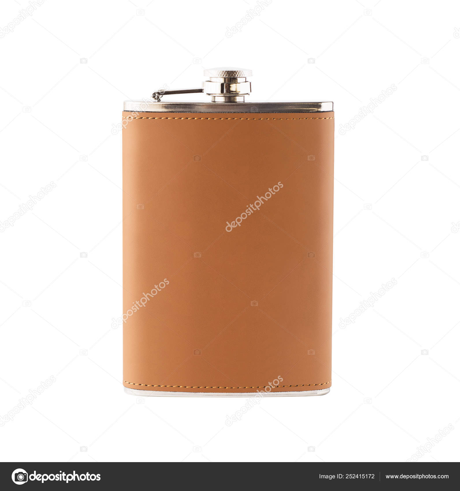 Download Mockup Of Leather Hip Flask For Alcoholic Drinks Isolated On White Background Stock Photo Image By C Lilkin 252415172