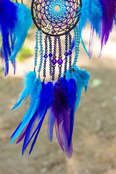 Dream Catcher Feathers Threads Beads Rope Hanging Dreamcatcher Handmade — Stock Photo, Image