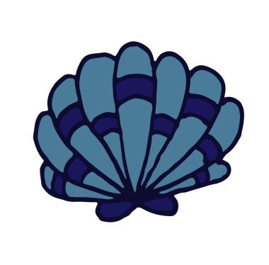 Vektör renkli doodle çizilmiş deniz kabuğu beyaz arka plan üzerinde izole el.