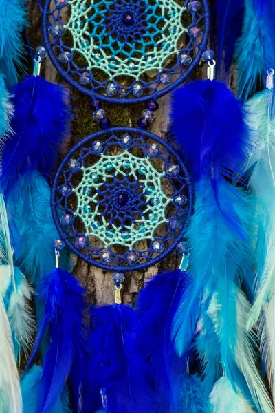 Dream Catcher Feathers Threads Beads Rope Hanging Dreamcatcher Handmade — Stock Photo, Image