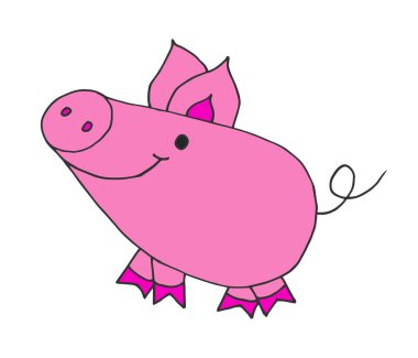 Vektör elle çizilmiş doodle kroki domuz anahat resim.