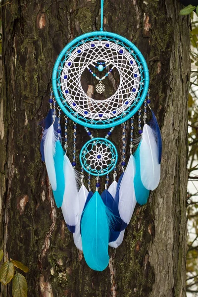 Chyták Snů Peřím Korálky Zavěšenými Provazy Dreamcatcher Ruční Výroba — Stock fotografie