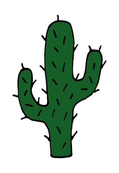 Ilustrasi Kartun Vektor Cactus Doodle Hand Digambar - Stok Vektor