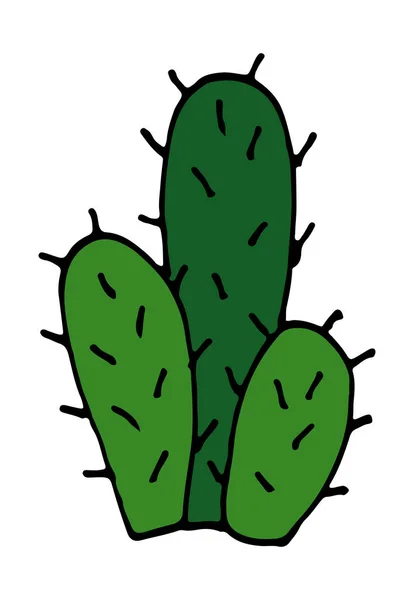 Ilustrasi Kartun Vektor Cactus Doodle Hand Digambar - Stok Vektor