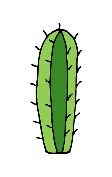 Ilustrasi Kartun Vektor Cactus Doodle Hand Digambar - Stok Vektor