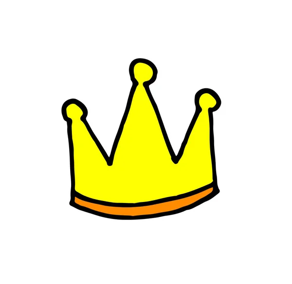 King Crown Doodle Style Icon Vector Hand Drawn Cartoon Illustration — Stock Vector