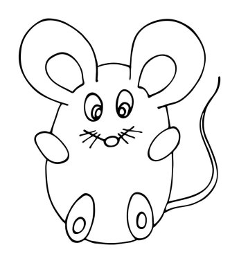 Sevimli küçük fare karikatür doodle el çizilmiş, beyaz izole