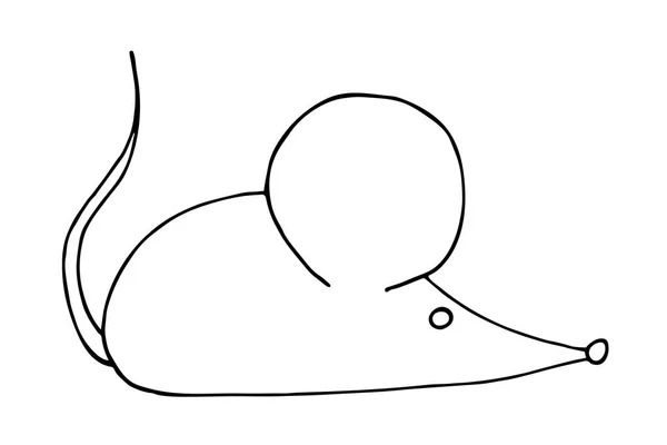 Hand gezeichnet von niedlichen kleinen Maus Cartoon Doodle, isoliert auf weiß — Stockvektor
