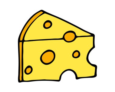 El peynir karikatür doodle parçası çizilmiş, beyaz izole