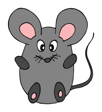 Sevimli küçük fare karikatür doodle el çizilmiş, beyaz izole