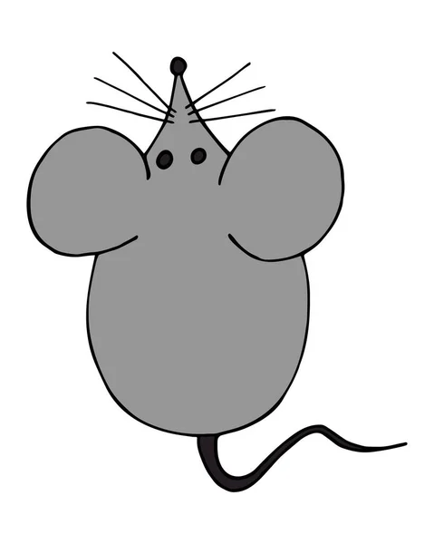 Mano dibujada de lindo garabato de dibujos animados de ratón, aislado en blanco — Vector de stock