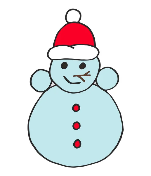 ベクトルハンドは、クリスマスのドア面白い雪だるまを描いた。かわいい手描き子供の休日のイラスト — ストックベクタ