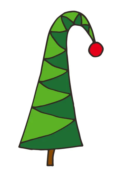 Cartoon Doodle vector hand drawn creative Christmas Tree — Stock Vector