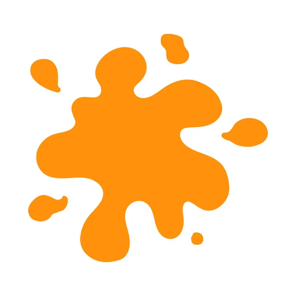 Tek turuncu boya lekesi. Beyaz bir arkaplanda sıçrama.