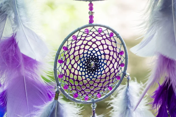 Dream Catcher Feathers Threads Beads Rope Hanging Dreamcatcher Handmade — Stock Photo, Image