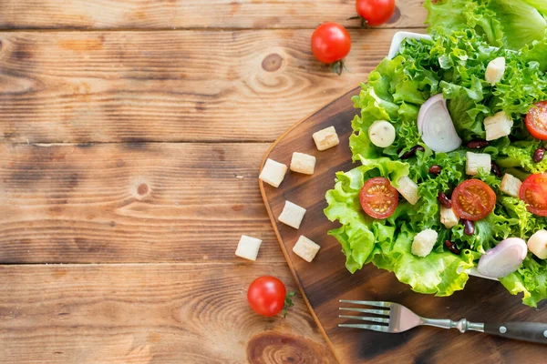 Mescolare Insalata Cibo Sano Verdure Biologiche Fresche Cucinare Alimenti Dietetici — Foto Stock