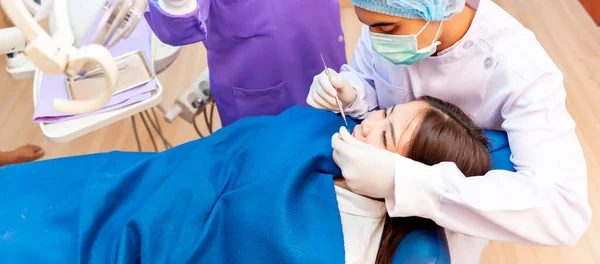 Zahnheilkunde Und Zahngesundheit Konzept Der Zahnklinik Zahnarzt Check Zähne Für — Stockfoto