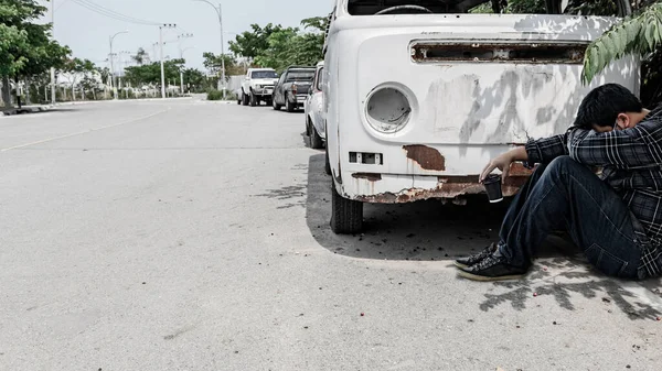 Covid Und Arbeitslosenkonzept Resignation Und Stress Arbeitsplatzverluste Durch Coronavirus Thailand — Stockfoto