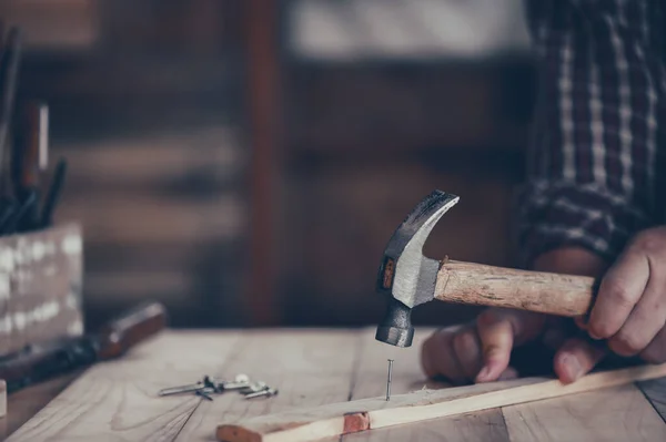 Close Shot Dari Berbagai Hal Tempat Kerja Tukang Kayu Diy — Stok Foto