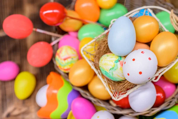Concepto Pascua Feliz Huevos Pascua Coloridos Para Fondo Celebrativo —  Fotos de Stock