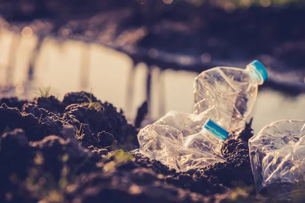 Plástico Basura Parque Natural Concienciación Ambiental Plástica Concepto Del Día — Foto de Stock