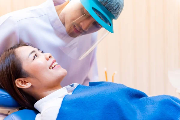 Dentistry Teeth Healthcare Dentist Check Teeth Asian Patient Doctor Working — Stock Photo, Image