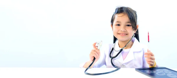 Enfant Asiatique Comme Médecin Concept Soins Santé Bien Être Autosoin — Photo