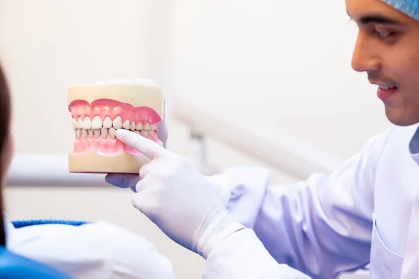 Odontología Odontología Dentista Revisa Los Dientes Paciente Asiático Estilo Vida — Foto de Stock