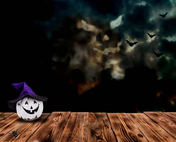 Cara Abóbora Fundo Para Feliz Halloween Temporada Outono Outono Espaço — Fotografia de Stock