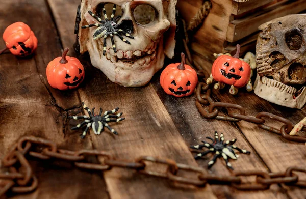 Halloween Decoratie Trick Traktatie Herfst Herfst Seizoen Pompoen Gezicht Eng — Stockfoto