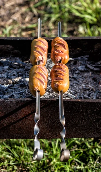Kebab Sur Les Brochettes Cuire Sur Gril — Photo