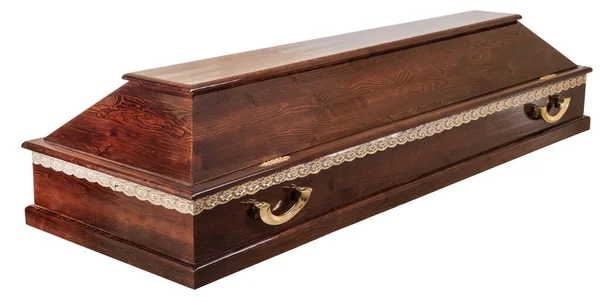 Coffin Hecho Madera Aislado Sobre Fondo Blanco — Foto de Stock