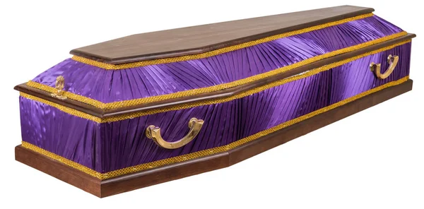 Coffin Hecho Madera Aislado Sobre Fondo Blanco —  Fotos de Stock