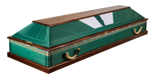 Coffin Hecho Madera Aislado Sobre Fondo Blanco — Foto de Stock