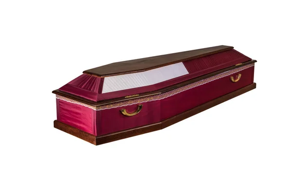 Coffin Hecho Madera Aislado Sobre Fondo Blanco — Foto de Stock