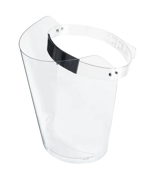 Anti-virus transparent face shield. Transparent protective mask. Protective medical screen. Isolated