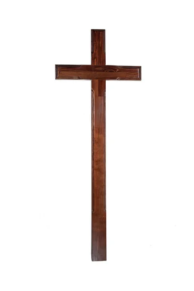 Tradiční Dřevěný Kříž Hrob Izolované — Stock fotografie