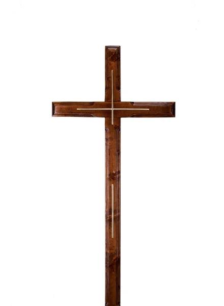 Traditional Wooden Cross Grave Isolated — Stock Photo, Image