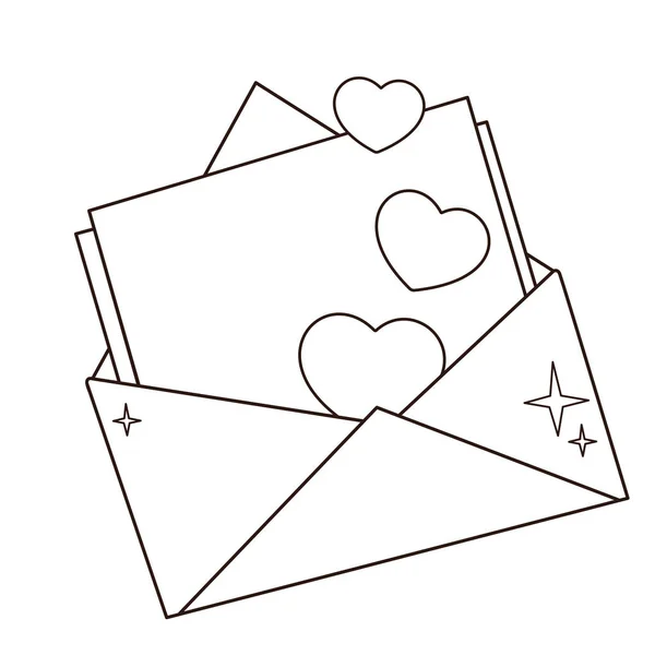 Desenho Página Coloração Carta Saudação Com Corações Dia Dos Namorados — Vetor de Stock
