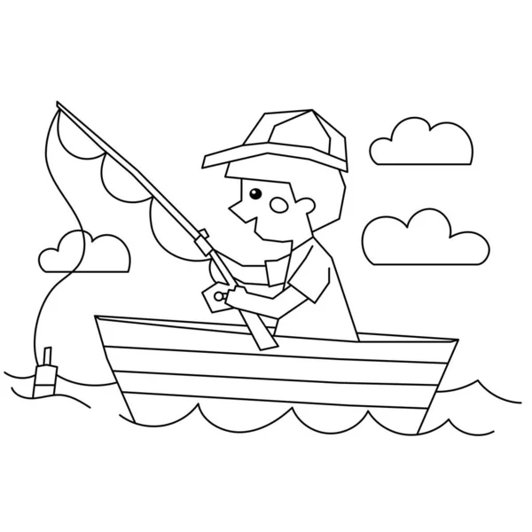 Colorir Pescador Pagina Contorno De Um Desenho Animado Menino Vetores De Stock Imagens Vetoriais Desenhos Graficos Depositphotos